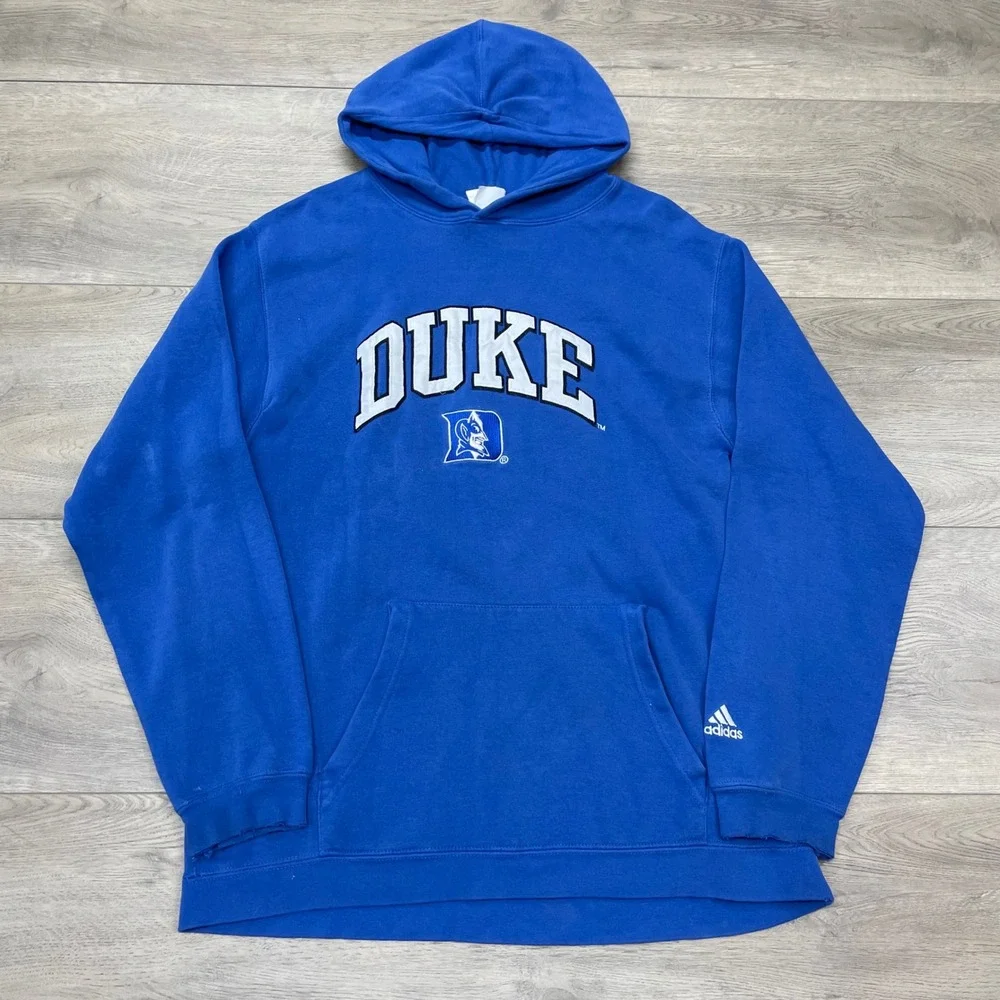 Adidas Duke Mens L Blue NCAA Blue Devils Embroidered Pullover Sweatshirt FAIR